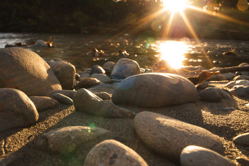 the last light of the day on the river 