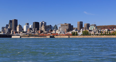 Montreal skyline and Saint Lawrence River in autumn, Canada