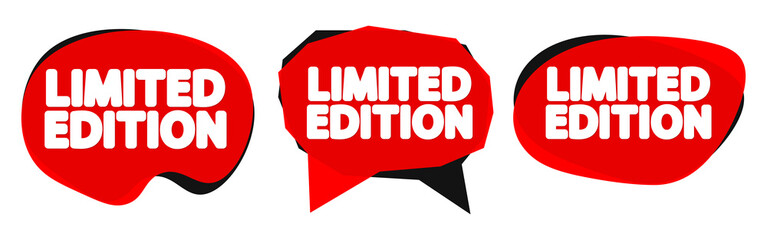 Limited Edition tags, bubble banners design template, app icons, vector illustration