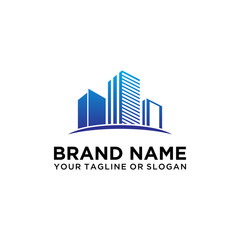 logo design buildings with colorful styles