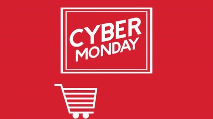 cyber monday animation with shopping cart