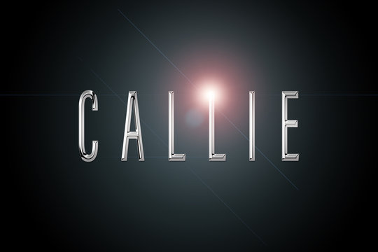 first name Callie in chrome on dark background with flashes