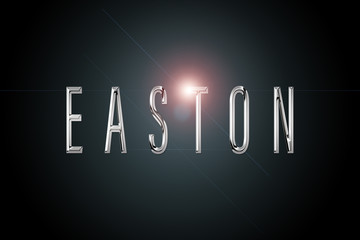 first name Easton in chrome on dark background with flashes