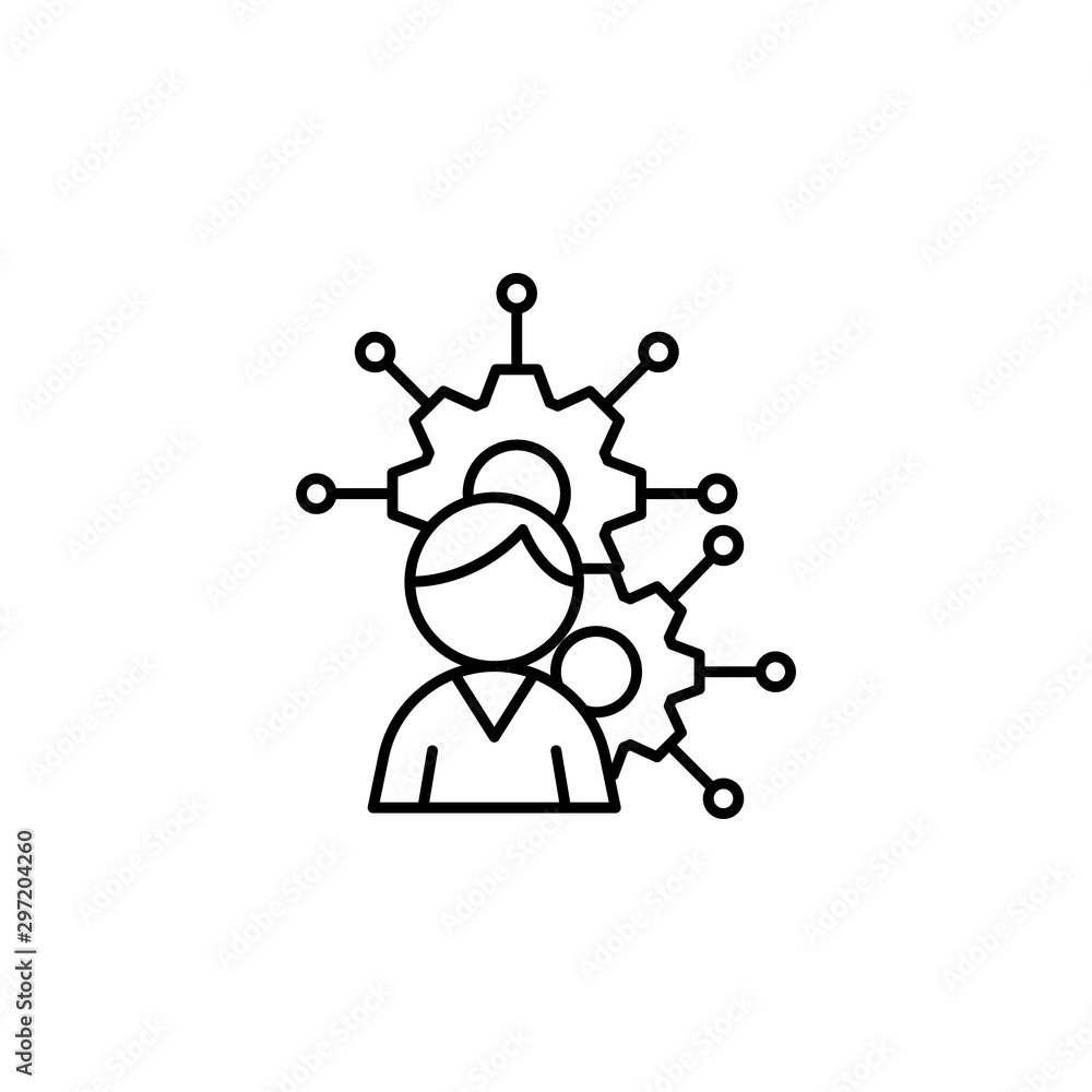 Poster man gear icon. simple line, outline vector of artificial intelligence icons for ui and ux, website o
