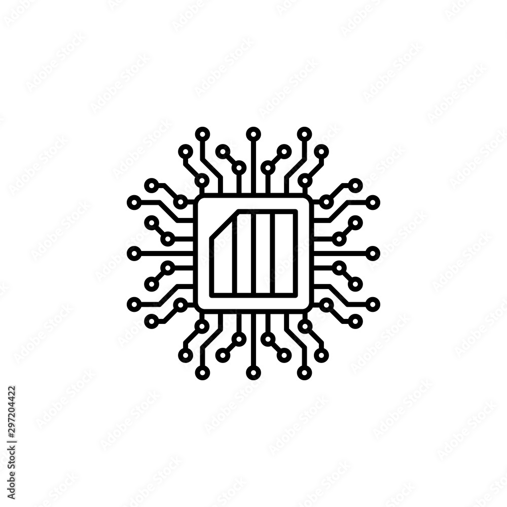 Poster chip nanotech icon. simple line, outline vector of artificial intelligence icons for ui and ux, webs