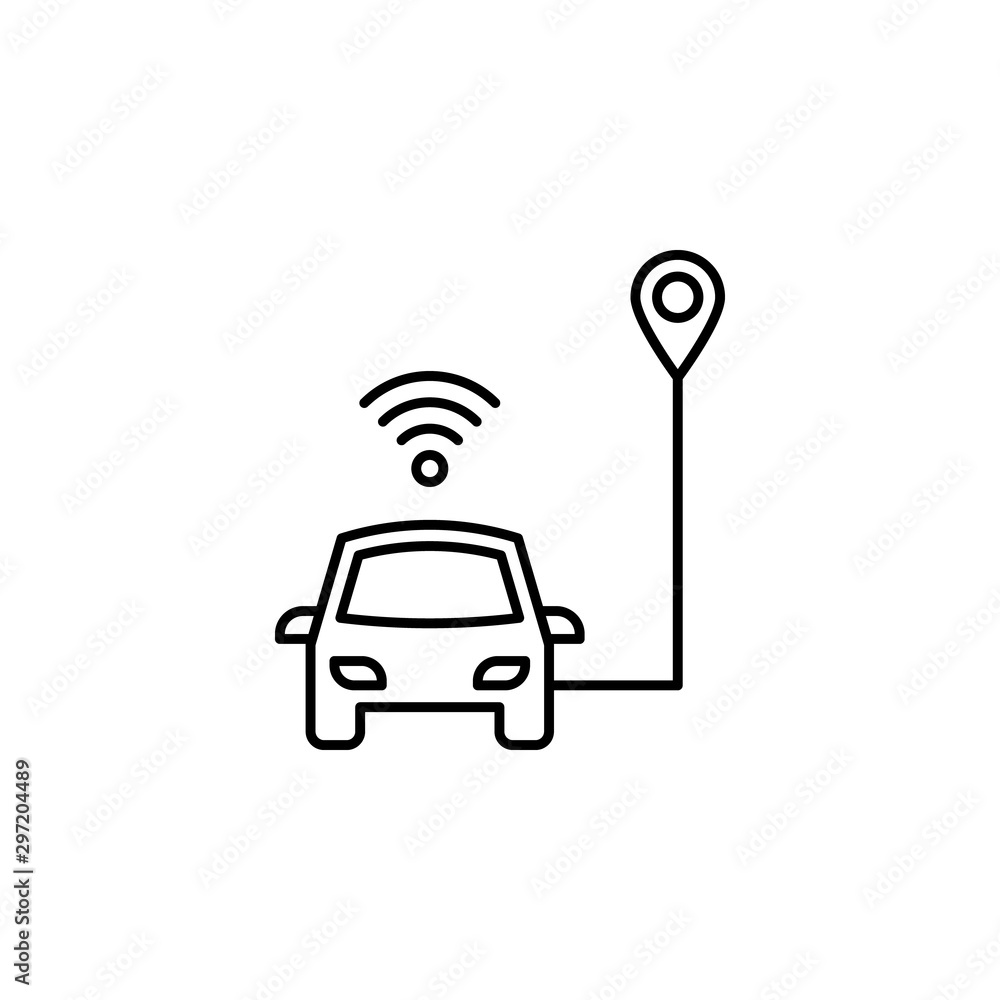 Poster car connection location safe driving icon. simple line, outline vector of artificial intelligence ic