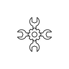 Gear wrench icon. Simple line, outline vector of artificial Intelligence icons for ui and ux, website or mobile application