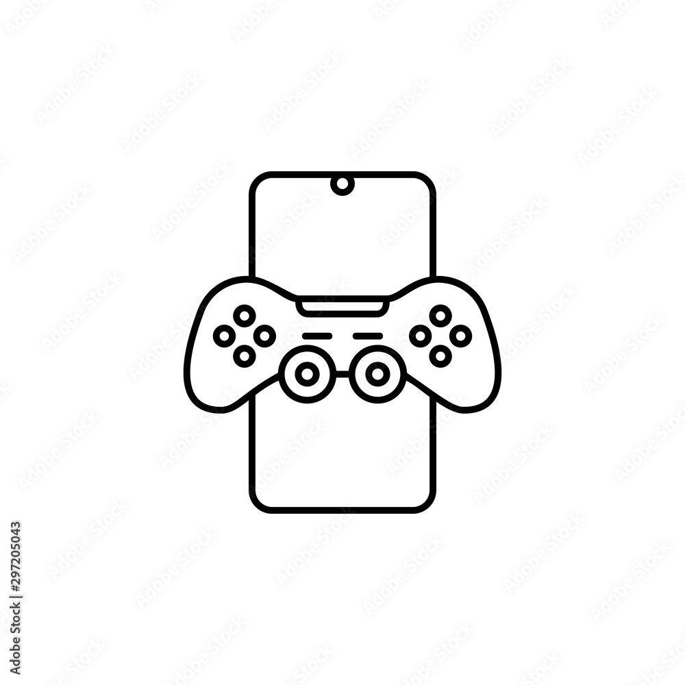 Poster joystick mobile game icon. element of mobile technology icon