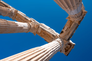 Ruins of Apollon Temple in Side Ancient City in Antalya, Turkey