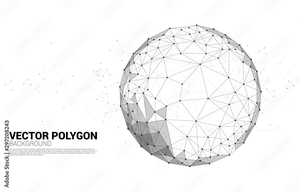 Aufkleber vector wireframe polygonal lines connect dot geometric sphere isolated on white background: concept 