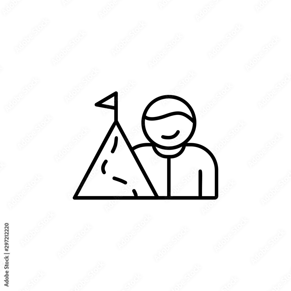 Poster mountain target work office icon. simple line, outline vector of office icons for ui and ux, website