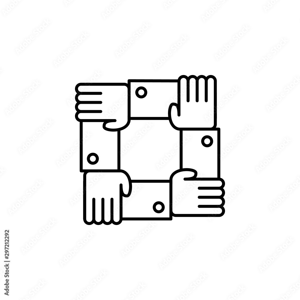 Poster teamwork arms icon. simple line, outline vector of office icons for ui and ux, website or mobile app