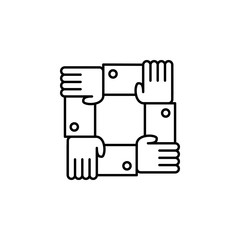 Teamwork arms icon. Simple line, outline vector of office icons for ui and ux, website or mobile application on white background