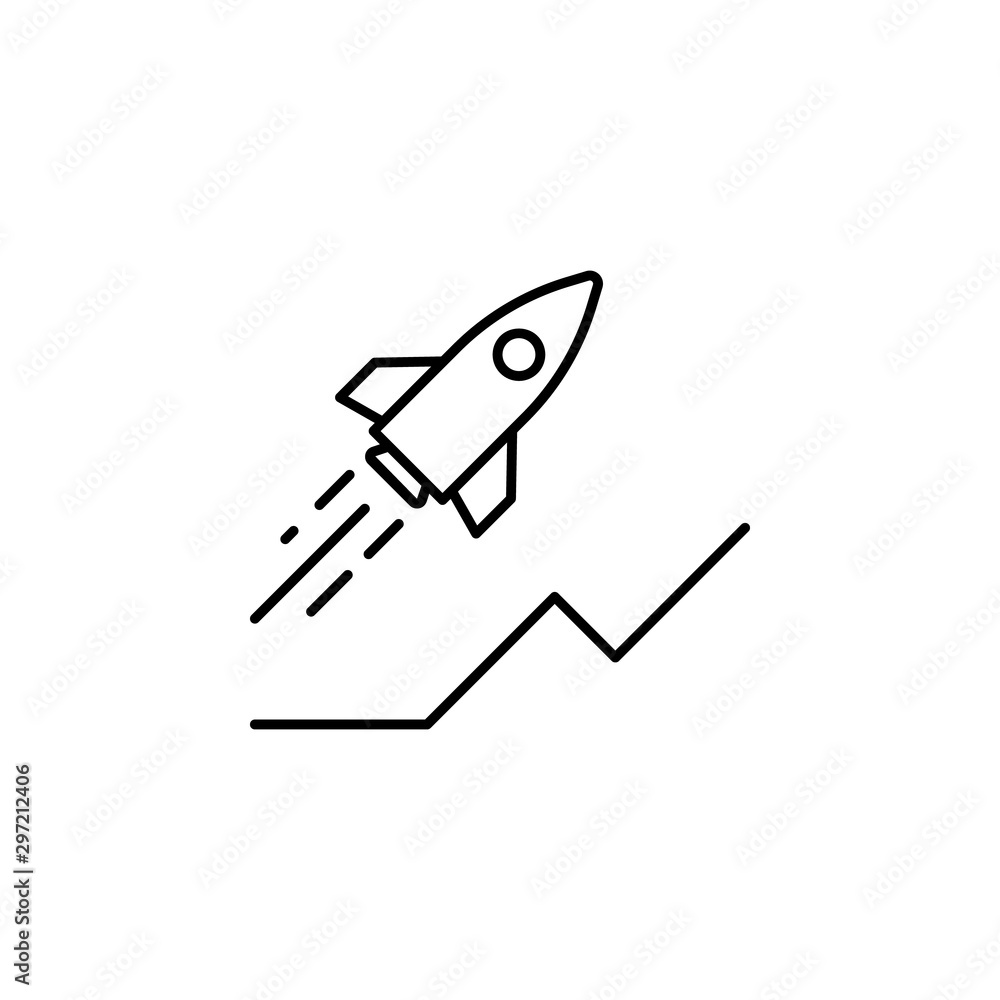 Poster rocket launch analysis icon. simple line, outline vector of office icons for ui and ux, website or m