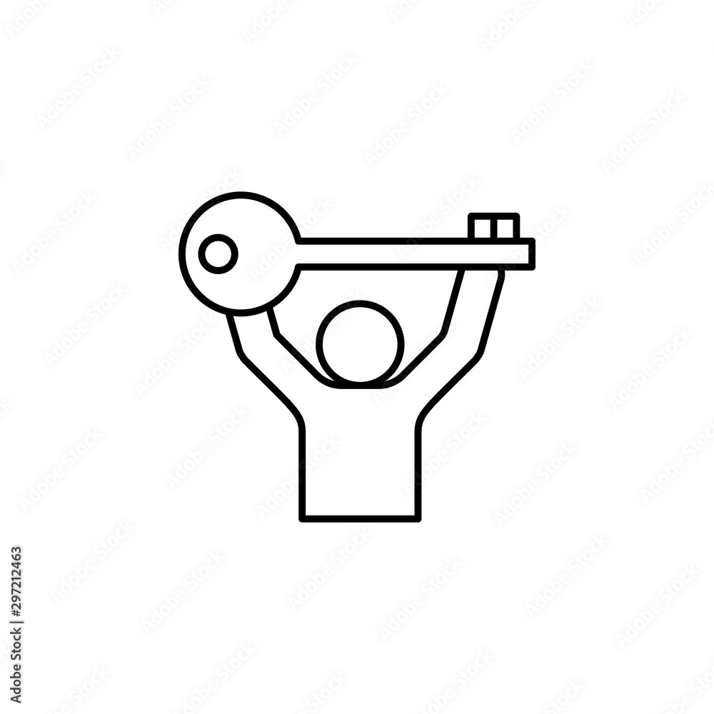 Poster key, man icon. simple line, outline vector of confidential information icons for ui and ux, website 