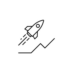 Rocket launch analysis icon. Simple line, outline vector of office icons for ui and ux, website or mobile application