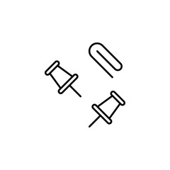 Push pin clip icon. Simple line, outline vector of office icons for ui and ux, website or mobile application