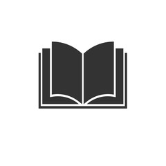 Book icon black on white background. vector Illustration. symbol logo web