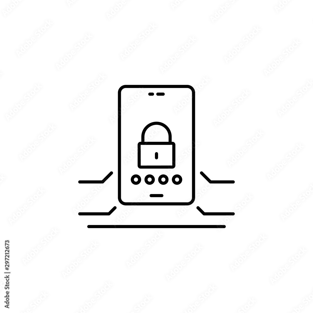 Poster mobile, blocked, pin code icon. simple line, outline vector of confidential information icons for ui