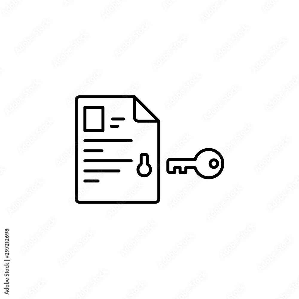 Poster file, unlocked, key icon. simple line, outline vector of confidential information icons for ui and u