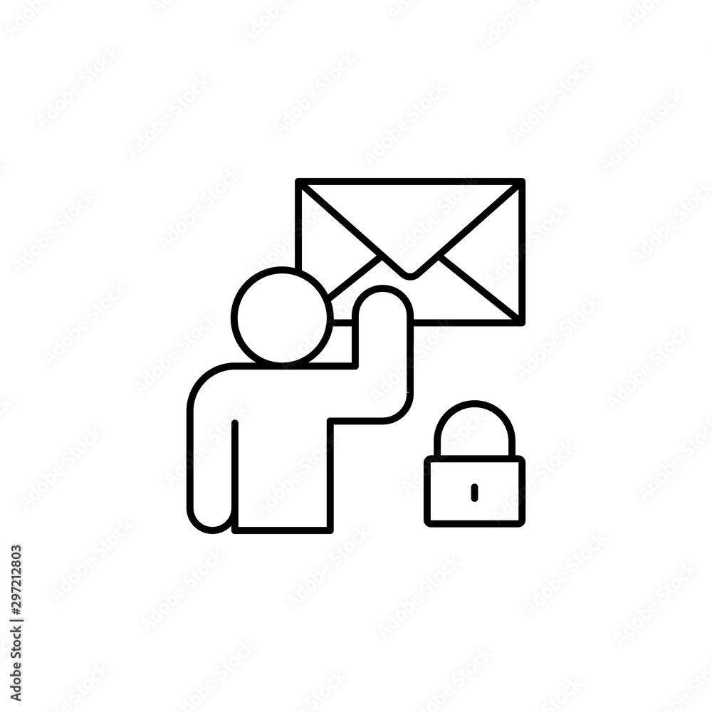 Poster man, letter, blocked icon. simple line, outline vector of confidential information icons for ui and 