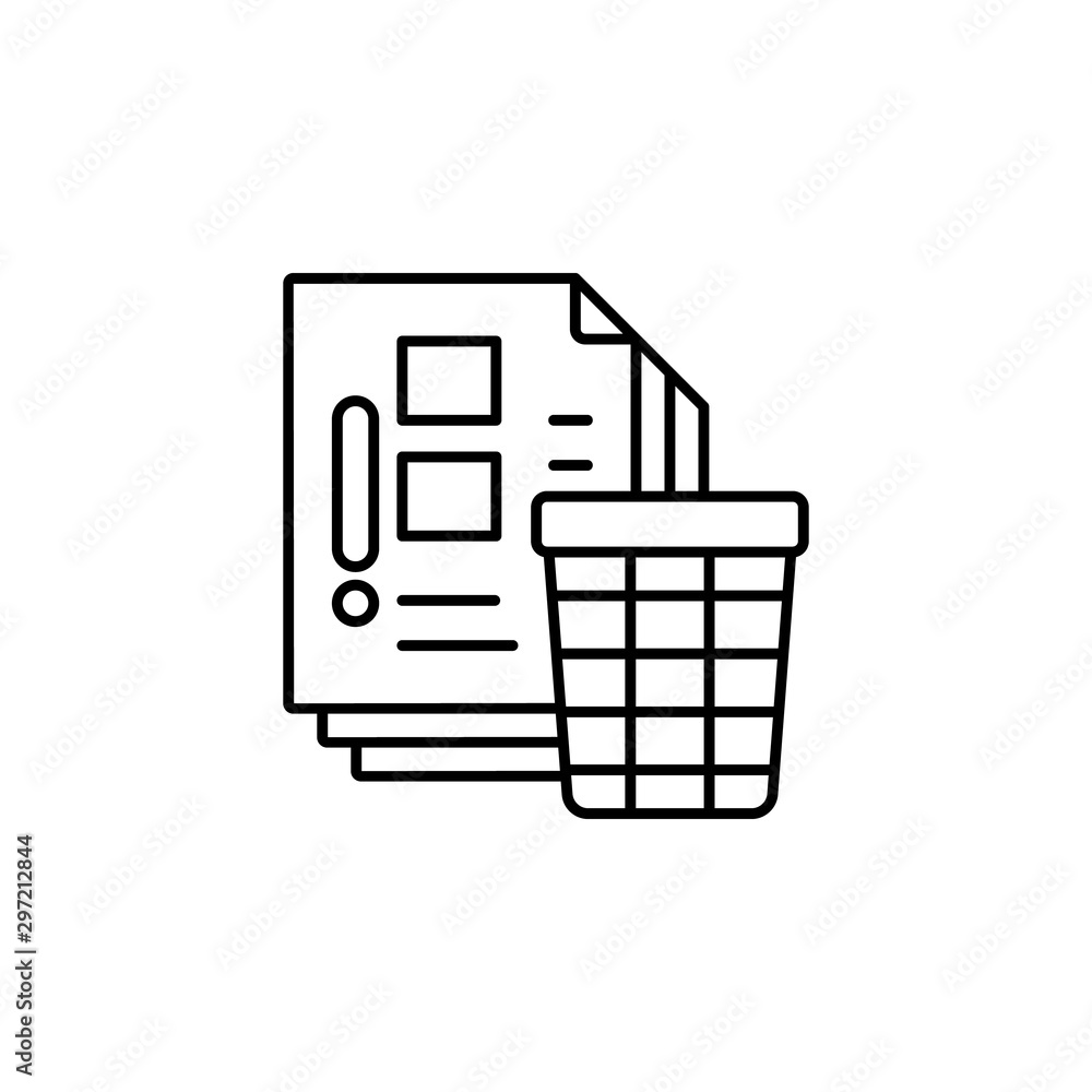 Poster files, delete, trash can icon. simple line, outline vector of confidential information icons for ui 