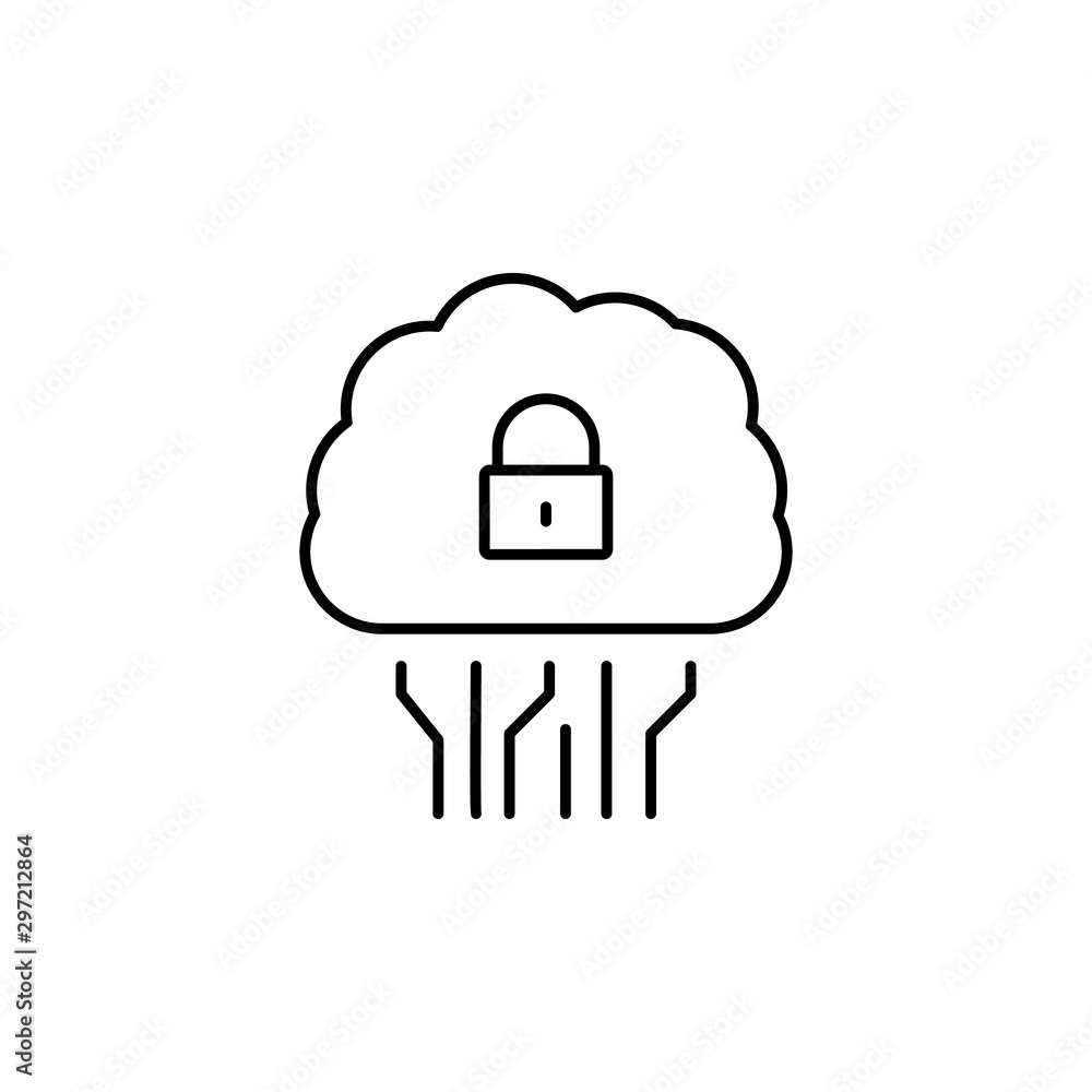 Poster cloud, network, blocked icon. simple line, outline vector of confidential information icons for ui a
