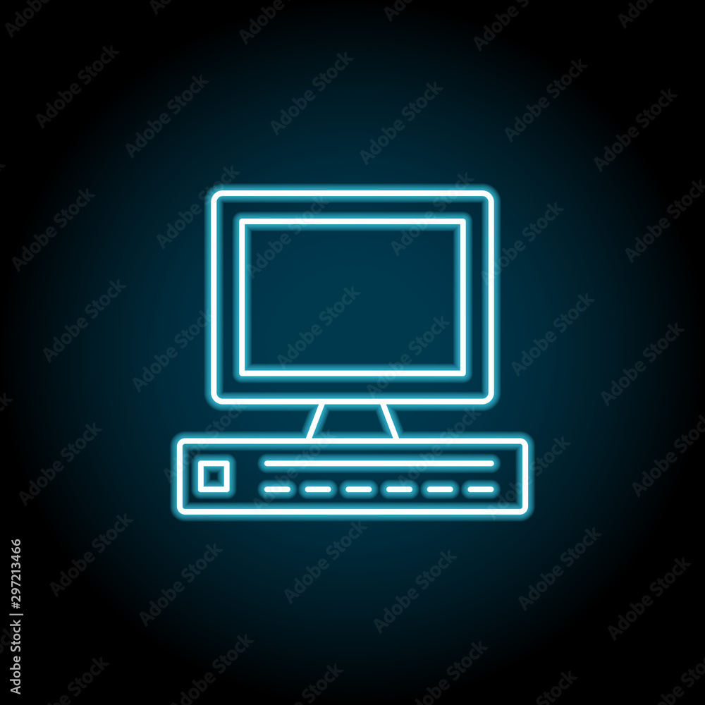 Poster hardware, pc, server neon icon. simple thin line, outline vector of hardware icons for ui and ux, we