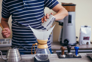Pour over coffee being made