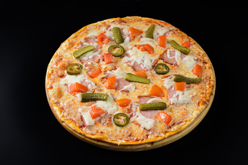 Pizza isolated on black