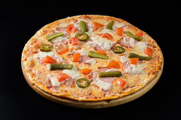Pizza isolated on black