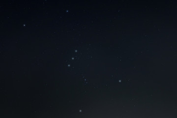 Orion constellation in the night starry sky