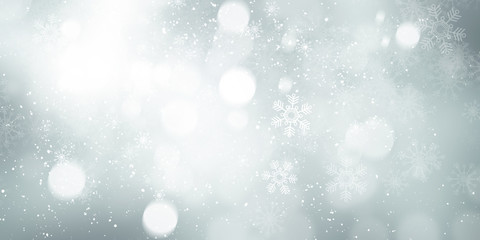 white snow blur abstract background. Bokeh Christmas blurred beautiful shiny Christmas lights