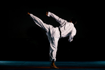 Portrait of a martial arts master on the black background