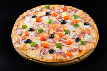 Pizza isolated on black