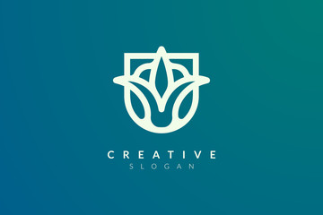 Abstract flower and leaf logo design. Simple and modern vector design for business brands in the spa, hotel, beauty, health, fashion, cosmetic, boutique, salon, yoga, therapy.