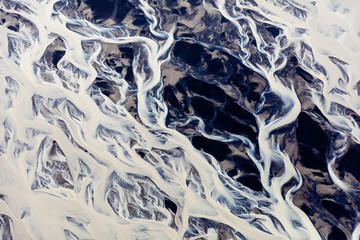 Iceland glacier aerial photography with beautiful abstract colours