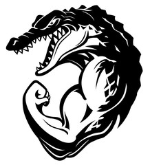 Naklejka premium Humanoid Crocodile Sport Mascot, Side View
