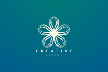 Design abstract flower and leaf logo for spa, hotel, beauty, health, fashion, cosmetic, boutique, salon, yoga, therapy. Simple and modern vector design for your business brand or product.