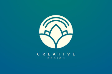 Obraz premium Leaf and circle combination logo design for spa, hotel, beauty, health, fashion, cosmetic, boutique, salon, yoga, therapy. Simple and modern vector design for your business brand or product.