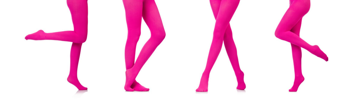 Woman legs in long stockings