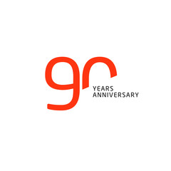 90 Year Anniversary Vector Template Design Illustration
