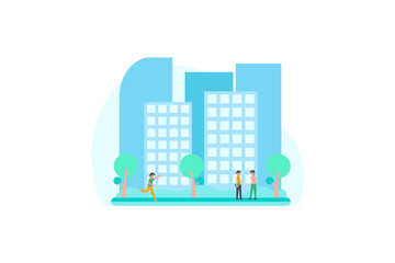 Ecocity. Green City. World and environment concept vector illustration concept for banner, Card, Book Illustration, And Web Landing Page