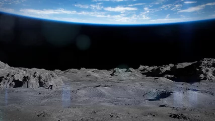 Poster oppervlak van de maan, maanlandschap © dottedyeti