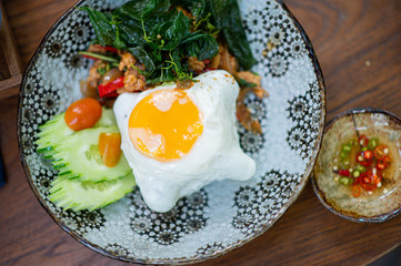 Basil, fried egg, Thai food menu that will always order this menu whenever