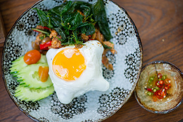 Basil, fried egg, Thai food menu that will always order this menu whenever