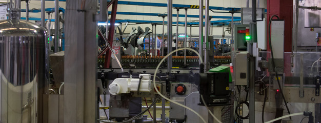 Winery interior industrial bottling plant for wine bottling and making in Santiago Chile