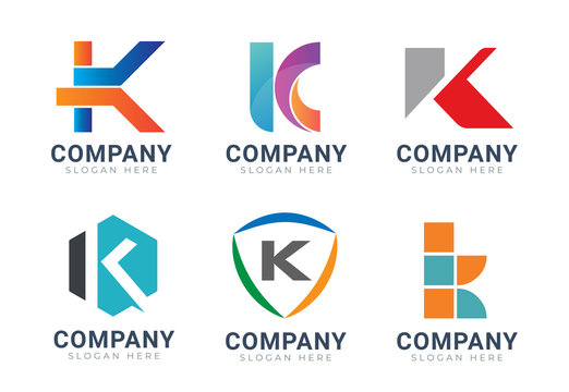 Set of letter K logo icons design template elements. Collection of vector sign symbol