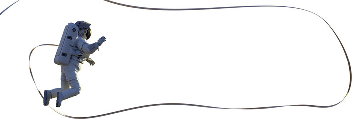 astronaut with safety tether during spacewalk, isolated on white background © dottedyeti