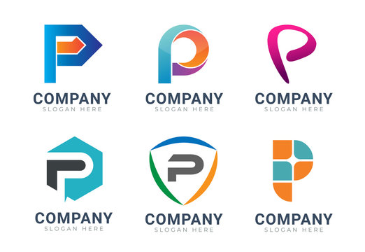 Set of letter P logo icons design template elements. Collection of vector sign symbol